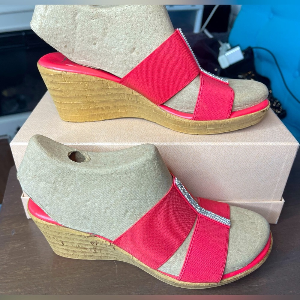 Cork Bottom Wedge with Rhinestone Accents